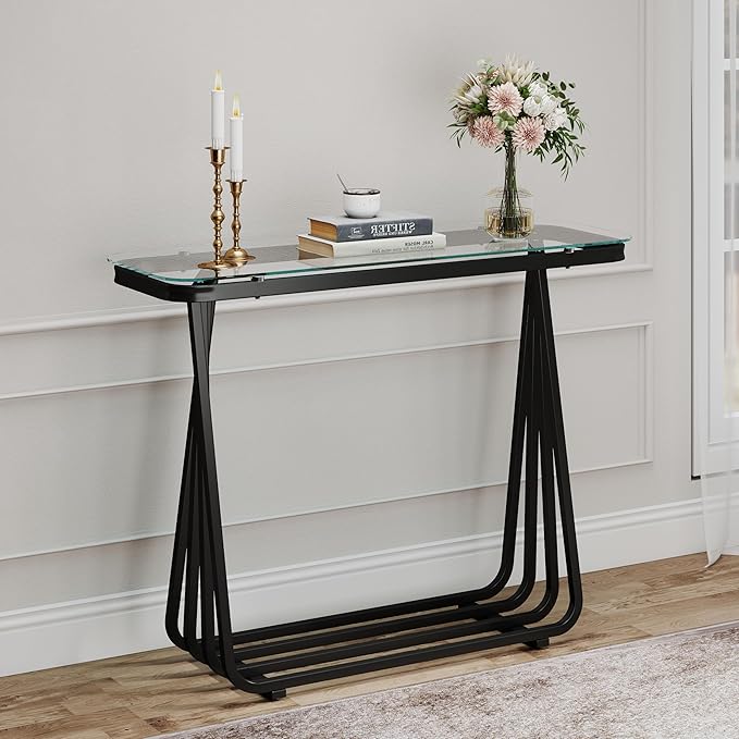OIOG Glass Console Table for Entryway, Modern Entrance Table - Image 4