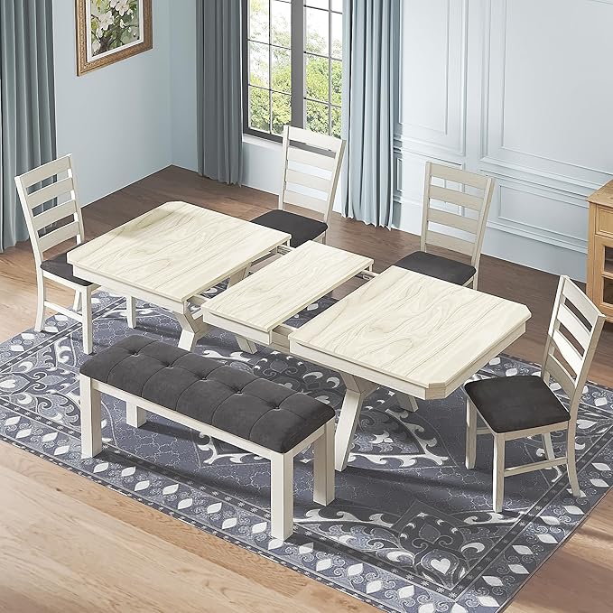 6-Piece Solid Wood Dining Table Set - Image 5
