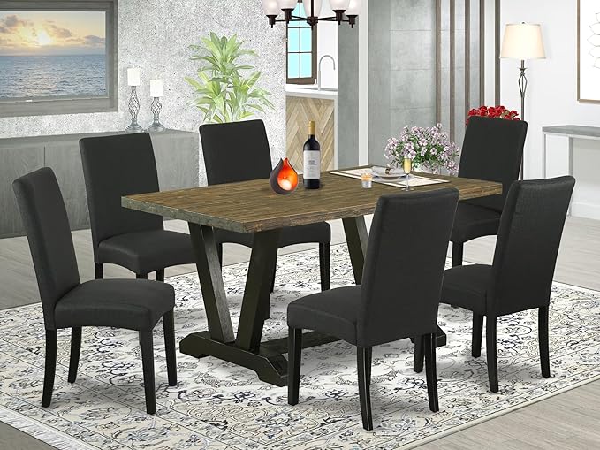 East West Furniture V676DR124-7 7 Piece Dining Room Table Set Consist of a - Image 2