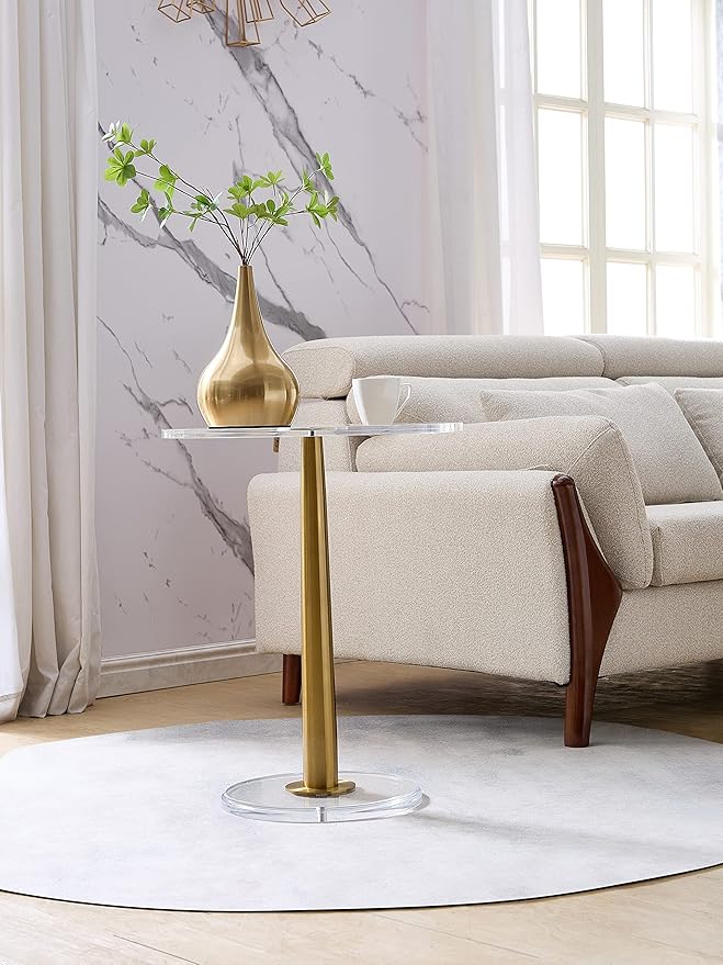 Clear Acrylic Table with Cone Metal Pole … - Image 5