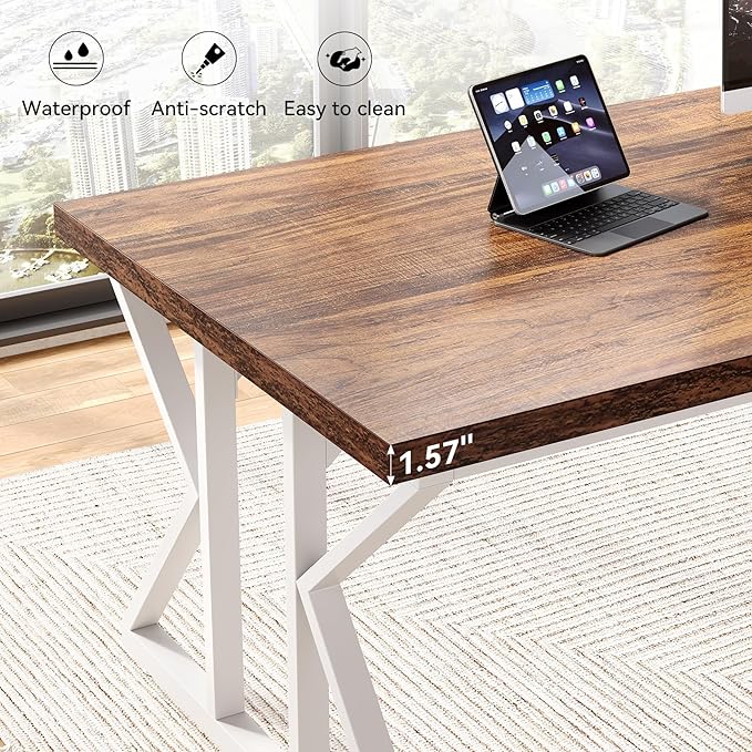 LITTLE TREE 78.7 Inch Large Executive Desk, Modern Computer Office Desk - Image 6