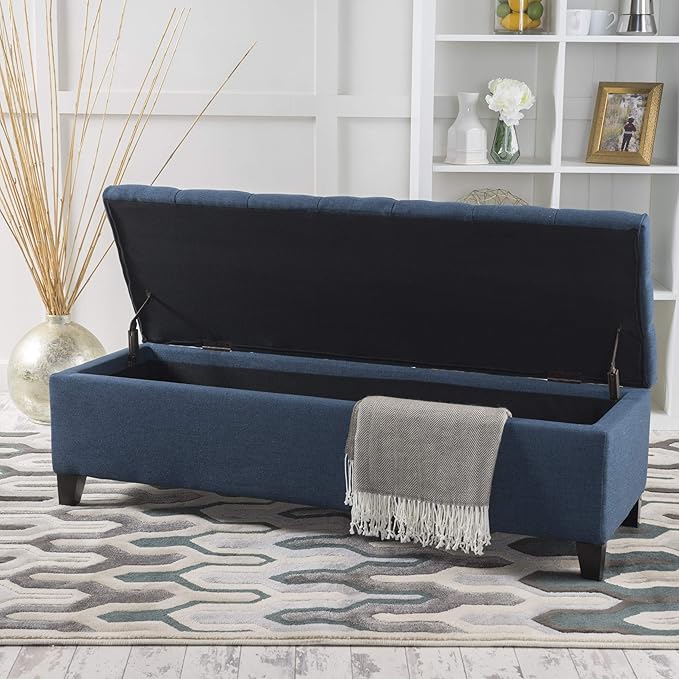 Christopher Knight Home Ottilie Fabric Storage Ottoman, Dark Blue, 17.75"D x - Image 6