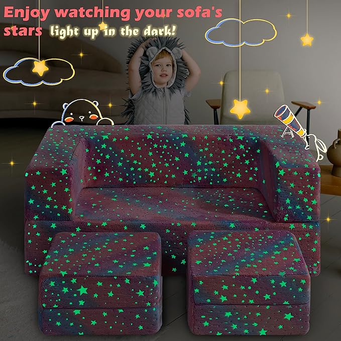 Kids Couch, Glow in The Dark Modular Explore Sofa - Image 3