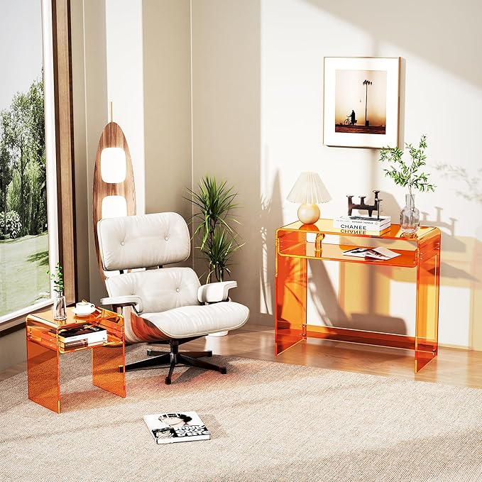 Clear Acrylic End Table 2-Tier Bedside nightstand - Image 8