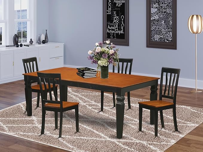 East West Furniture LGAN5-BCH-W 5 Piece Dining Room Table Set Includes a - Image 2