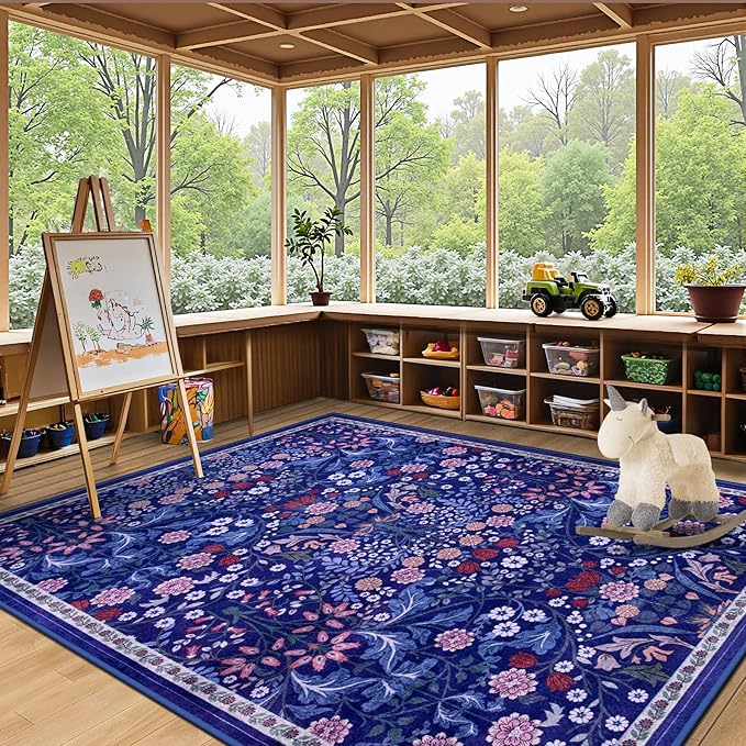 Area Rug Living Room Rugs: Floral 4x6 Washable Rug Vintage Soft Boho Non-Slip - Image 5