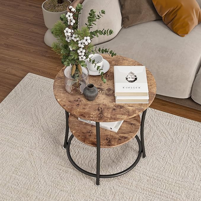 BOFENG Round Coffee Table Side Table, Round End Table - Image 5