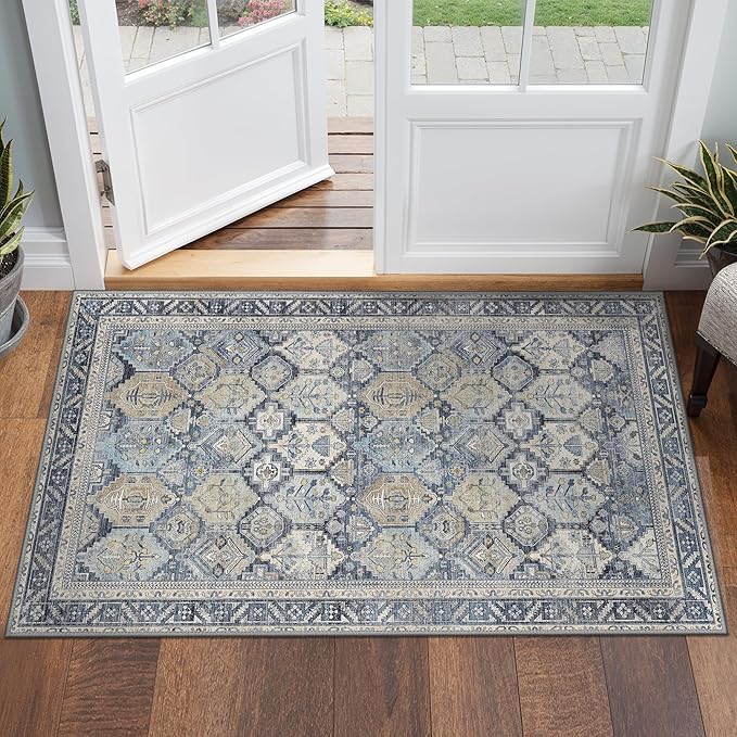 GENIMO 2x3 Area Rugs for Living Room, Machine Washable Non Slip Vintage Rugs - Image 2
