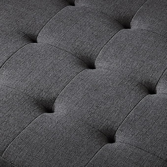 24KF Large Square Upholstered Tufted Linen Ottoman Coffee Table, Large Footrest - Image 5