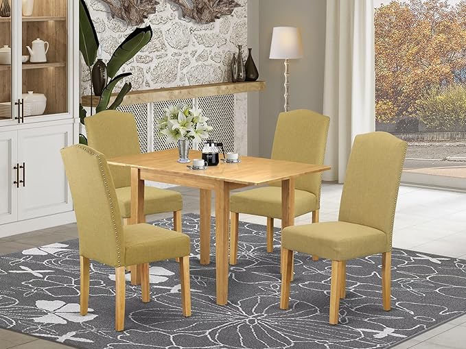 East West Furniture NDEN5-OAK-08 5 Piece Dining Set Includes a Rectangle Dining - Image 2
