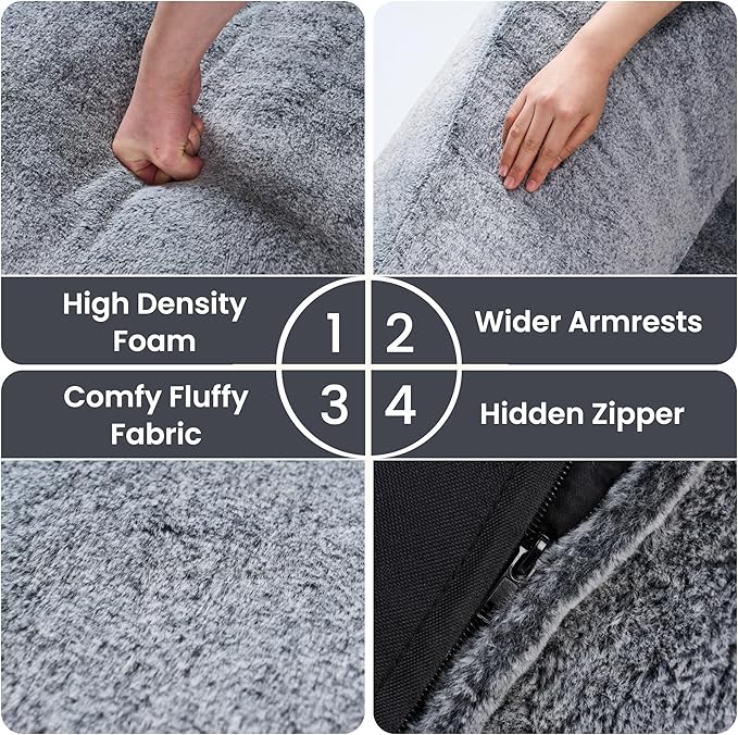 Bean Bag Chairs for Adults, Giant Beanbag Sofa Comfy Reading Chair, Oversized - Image 6