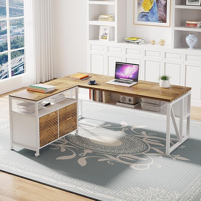 Tribesigns Office Desk with Drawers Sets, 63 inches L Shaped Computer Desk with - Image 9