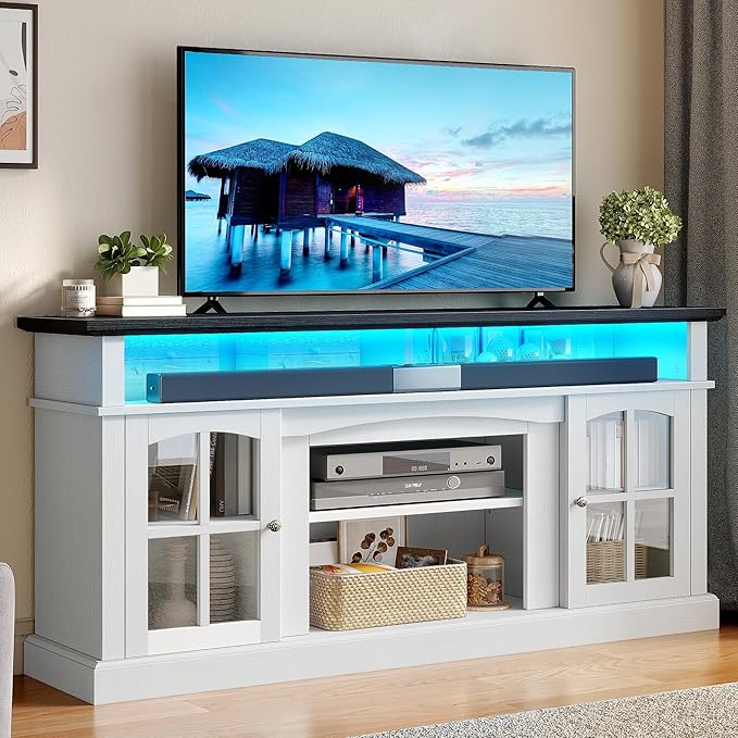 YITAHOME LED Farmhouse TV Stand by YITAHOME