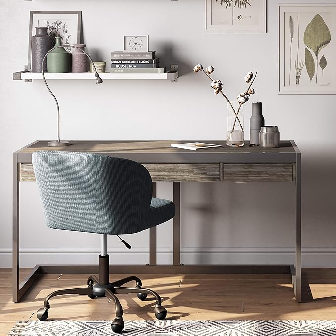 SIMPLIHOME Erina SOLID ACACIA WOOD Industrial 60 inch Wide Writing Office Desk - Image 2