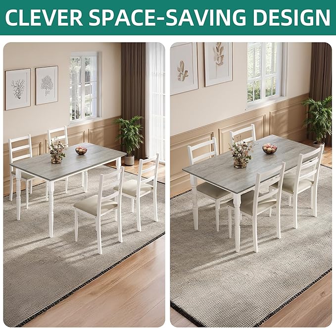 DWVO 5-Piece Dining Table Set for 4, Kitchen Dining Room Table - Image 4