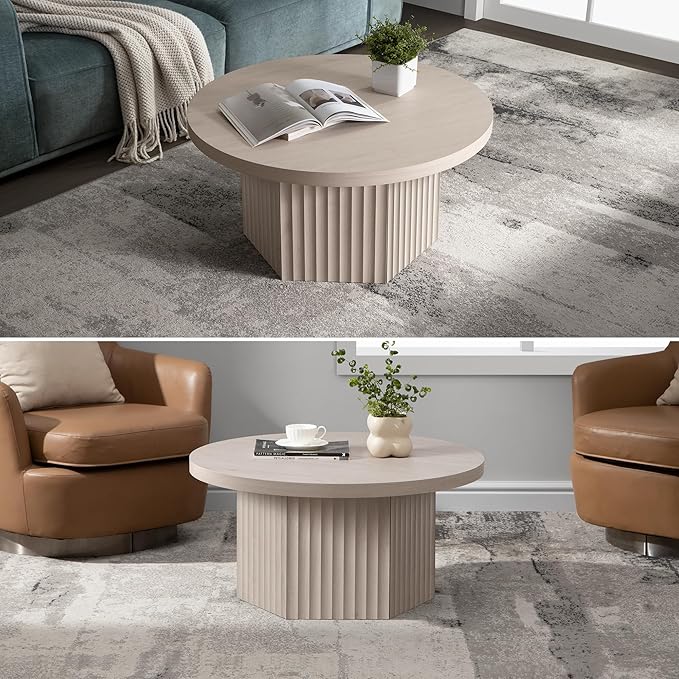 SICOTAS Round Coffee Table for Living Room, Mid Century Accent Tea Dining Table - Image 7