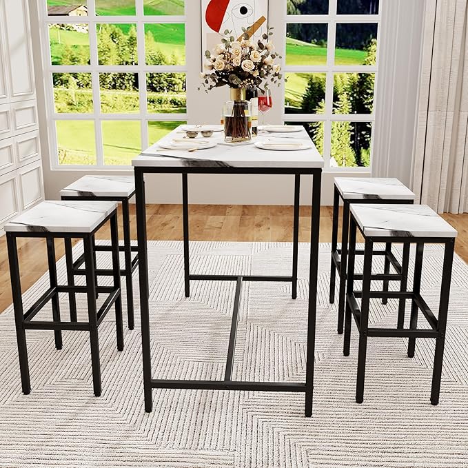 Aklaus 5 Piece Bar Table Set Kitchen Dining Table Set - Image 3