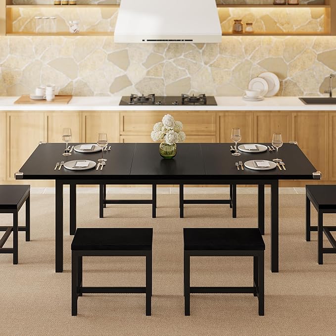 7-Piece Dining Table Set, Mid Century Modern Dinner Table - Image 3