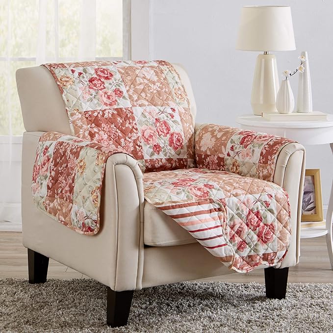 Great Bay Home Reversible Floral Patchwork Furniture Protector Scalloped Edge by GreatBayHome