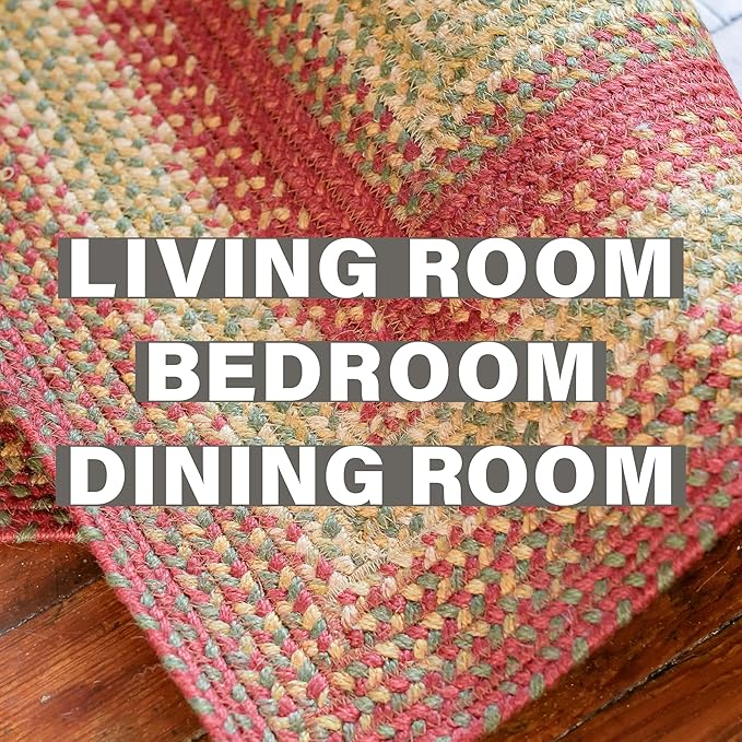 Cider Barn Cranberry Red Braided Oval Area Rugs, 5x8' - Image 8