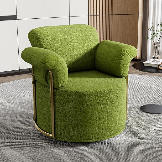 KEIKI Modern Comfy Swivel Accent Reading Chair, 360°Round Upholstered Barrel by Unknown