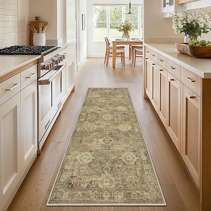 GENIMO 2X5 Hallway Runner Rug, Machine Washable Non Slip Vintage Floral - Image 2