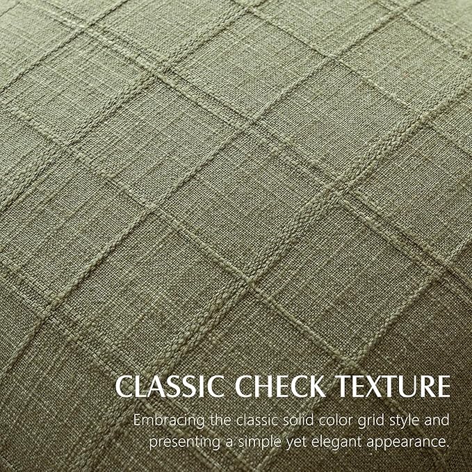 Foindtower Set of 2 Decorative Linen Check Throw Pillow Covers Neutral - Image 2