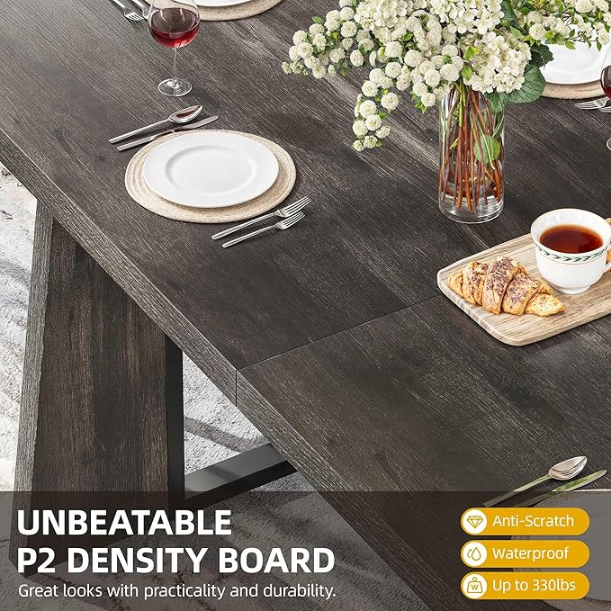 DWVO Rectangle Dining Table for 6-8 People 70.86 Inch Large Dining Room Table - Image 3