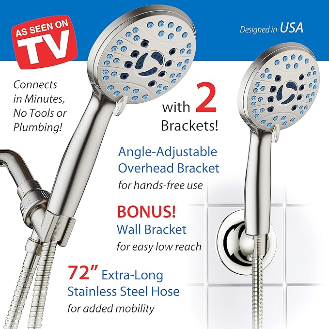 Hotel Spa AquaCare High Pressure 8-mode Handheld Shower Head - Image 8