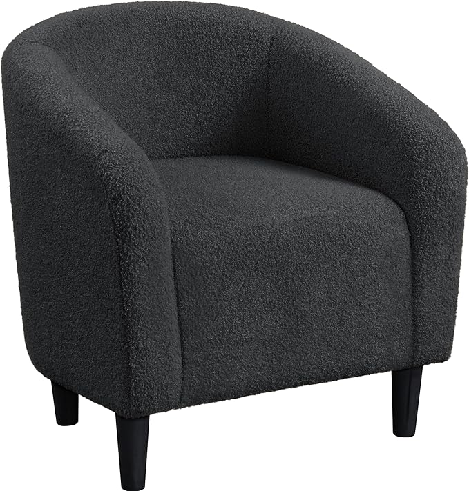 Yaheetech Accent Barrel Chair, Boucle Fabric Club Chair, Furry Sherpa Elegant by Yaheetech