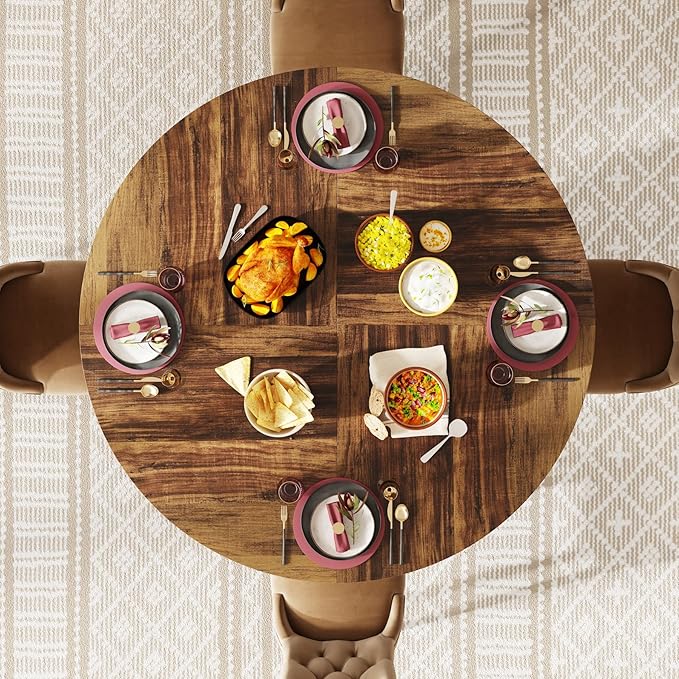 Tribesigns Round Dining Table for 4-6 People, 47-Inch Farmhouse Dinning Room - Image 7