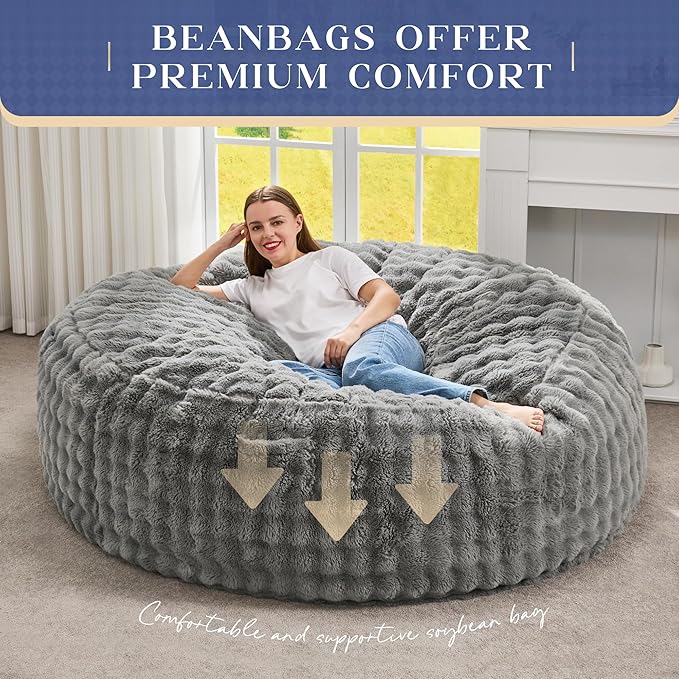 Hobestluk Bean Bag Chairs 6ft Beanbag Chair - Image 6