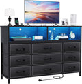 Black Dresser for Bedroom, 9 Drawers Led Dresser TV Stand by eiskah