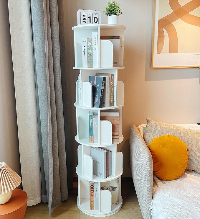 Heehee Wooden Rotating Bookshelf 360 Display Floor Standing Bookcase Storage by Heehee