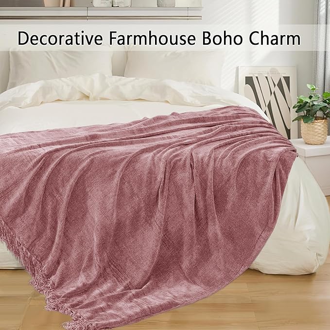 Chenille Throw Blanket for Couch 50"X 60", Soft Cozy Throws - Image 5