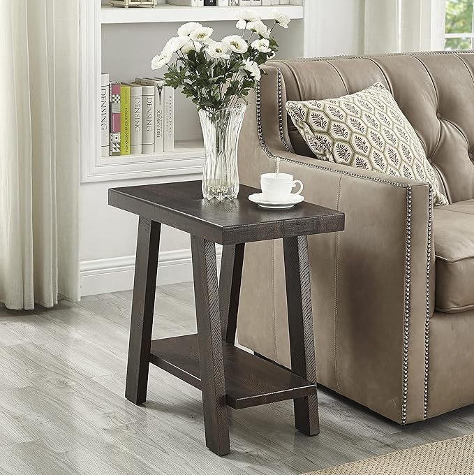 Roundhill Furniture Athens Contemporary Wood Shelf Side Table, Weathered by RoundhillFurniture