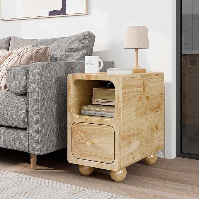 Solid Wood Night Stand, Narrow Nightstand - Image 9