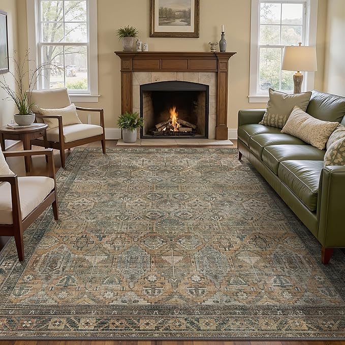 GENIMO 3x5 Area Rugs for Living Room, Machine Washable Non Slip Vintage Rugs - Image 2