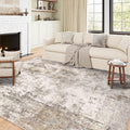 5x7 Washable Area Rug Brown Grey Neutral Abstract Living Room Bedroom Throw Rug by WondRg