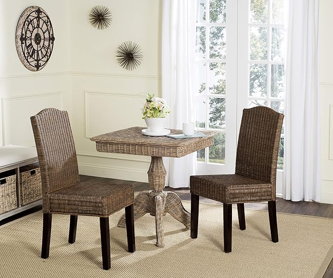 SAFAVIEH Home Collection Odette Grey Wicker Dining Chair - Image 2