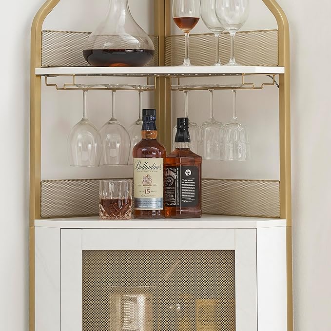 GAOMON Corner Bar Cabinet with Glass Holder, Industrial Wine Cabinet with - Image 5