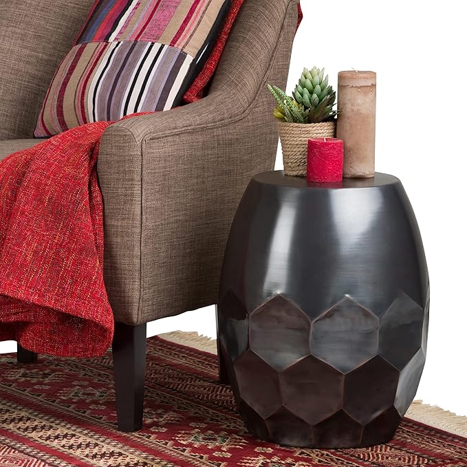 SIMPLIHOME Flanigan Industrial 16 inch Wide Metal Accent Side Table in Antique - Image 2