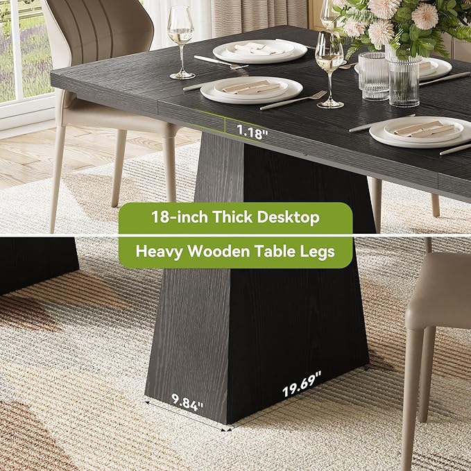 LITTLE TREE Dining Table for 6 People, Wooden Table, Rectangle Furniture - Image 6
