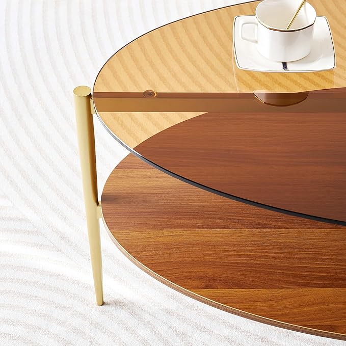Oval Glass Coffee Table, Mid-Century Modern Design, L43 x W22 x H17 inch - Image 8