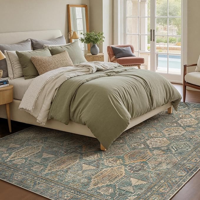 GENIMO 8x10 Area Rugs for Living Room, Machine Washable Non Slip Vintage Rugs - Image 4