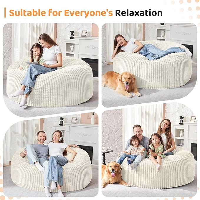 HABUTWAY 4FT Bean Bag Chair, Memory Foam Beanbag Chair - Image 4
