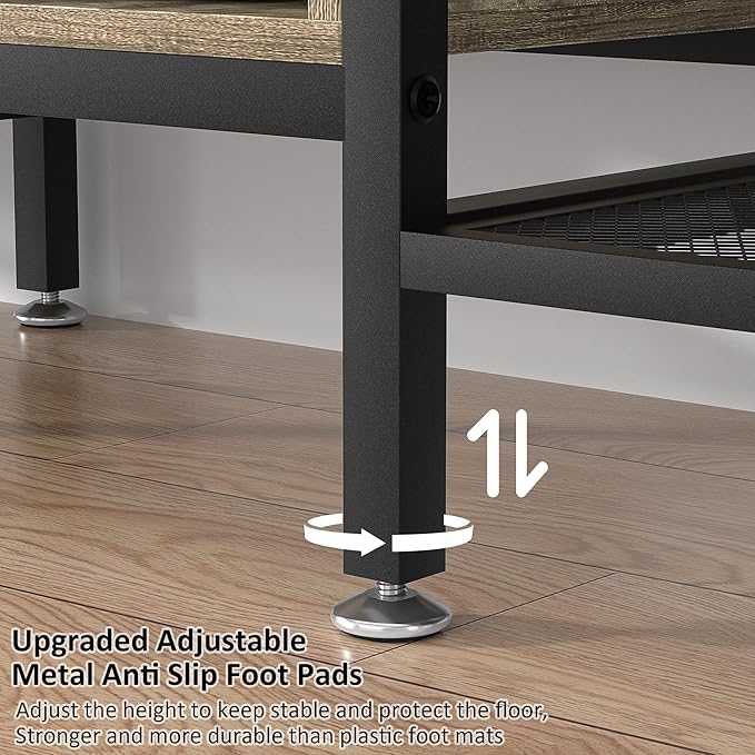 VECELO Industrial TV Stand for 70 Inch Television Cabinet 3-Tier Console - Image 4