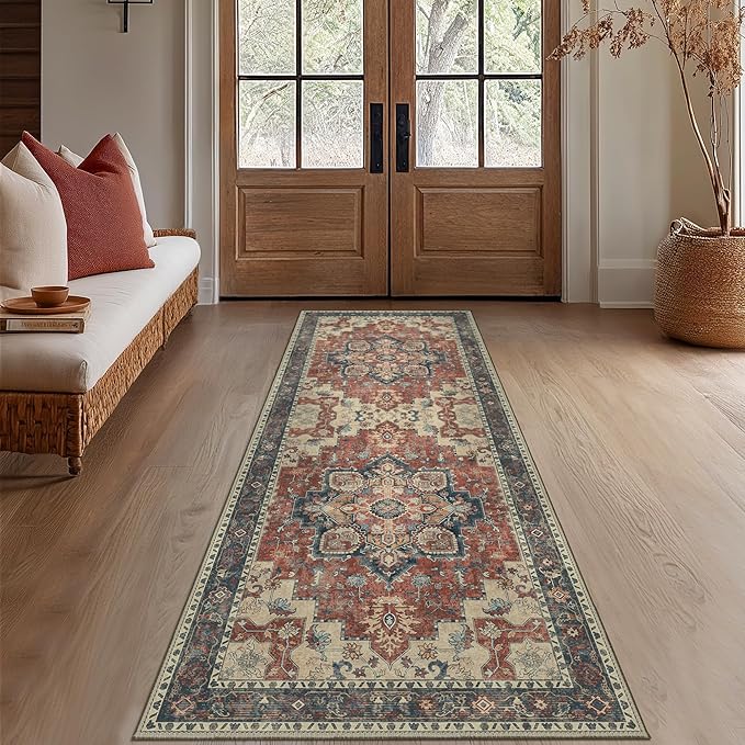 GENIMO 2x12 Runner Rugs for Hallway, Machine Washable Non Slip Vintage Rugs - Image 2