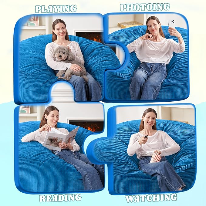 HABUTWAY 3FT Bean Bag Chair, Giant Bean Bag Chairs - Image 4