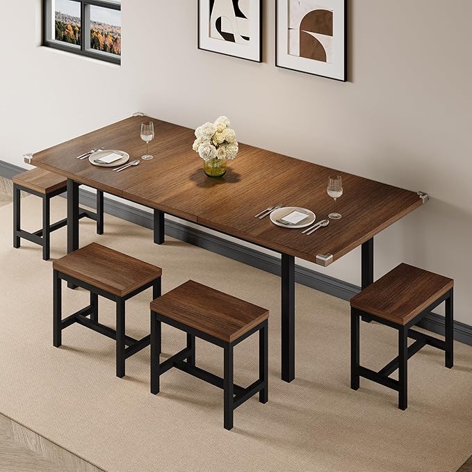 7-Piece Dining Table Set, Mid Century Modern Dinner Table - Image 8